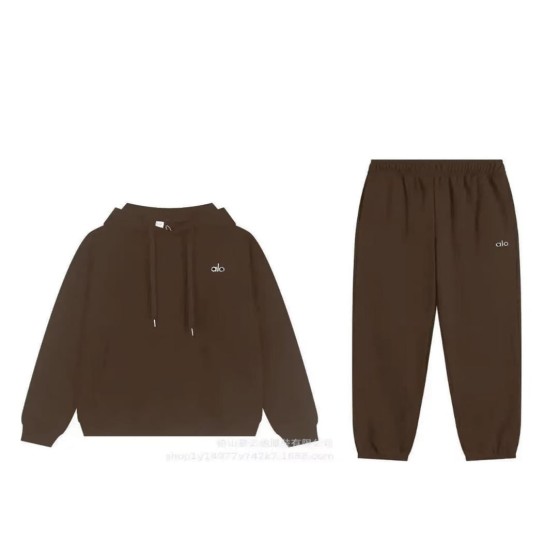 ALO Dark Brown Hooded Jogger Suit